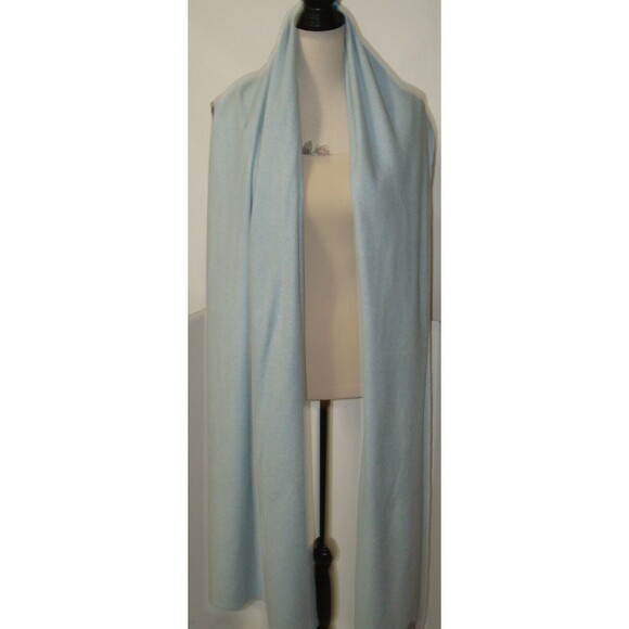 NWT New 100% Cashmere Scarf Wrap Long Womens Light Heather Blue 100 X 28 Ryllace - Picture 9 of 14